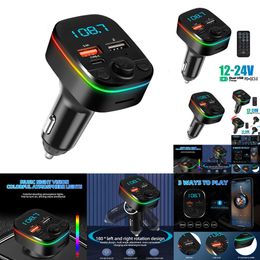 New 2024 2024 Other Auto Electronics Car FM Transmitter Bluetooth 5.0 Handsfree With Type-C Dual USB 3.4A Fast Charger Ambient Light Cigarette Lighter FM Modulator