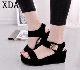 Xda Sandals Women Summer Shoes Woman Wedges Platform Sandals Fashion Fish Mouth Rome Sandals White Black Women Shoes Pure Colour Y19053566