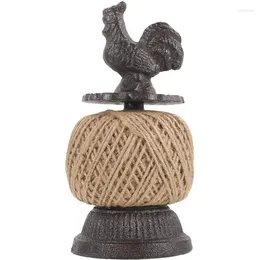 Decorative Figurines Iron Rope Spool With Tabletop Rooster Statue Home Accessory