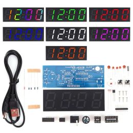 LED Digital Tube Clock DIY Electronic Kit Time Week Temp Date Display 4 Digit DIY LED Digital Clock Kit Electronic Module Parts