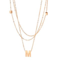 online titanium stainless steel neklace women fashion mutillayer design letter M pendants charm necklace ladies party accessories94286968