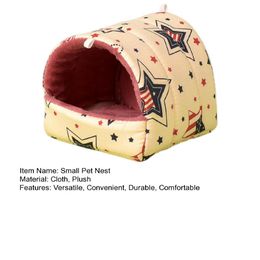 Small Pet Nest Semi-enclosed Guinea Pig House Bed Hamsters Hedgehogs Resting House Thick Fabric Pet Nest Autumn Winter Supplies