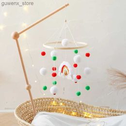 Mobiles# Baby Rattle Toys Wooden Mobile Newborn Soft Felt Christmas Rainbow Crochet Bed Bell Hanging Toys Holder Bracket Infant Crib Toys Y240412