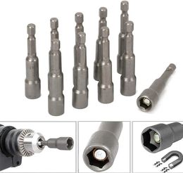 6mm-19mm Impact Socket Magnetic Nut Screwdriver 1/4 Hex Key Set Drill Bit Adapter for Power Drills Impact Drivers Socket Kit