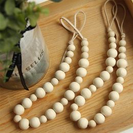 2Pcs/Set Wooden Bead Curtain Tieback Boho Elegant Rustic Curtain Holderback Holder Living Room Bedroom Decor