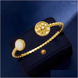 Bangle European And American Fashion Octagonal Star Lucky Disk C-Shaped Open Bracelet Drop Delivery Jewelry Bracelets Otwca