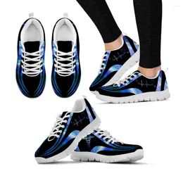 Casual Shoes INSTANTARTS Cute Cartoon Pattern Women Flat Lace Up Mesh Sneakers For Ladies Wear-resistant Footwear Femme