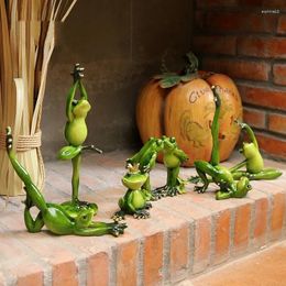 Decorative Figurines Yoga Frog Statue Resin Figurine Office Home Decoration Desktop Decor Handmade Crafts Sculpture Entrance Wine Cabinet