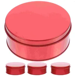 Storage Bottles 4 Pcs Biscuit Box Candy Cookie Tins Lids Christmas Snack Container Round Crackers Small Cake