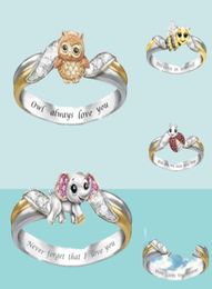 Owl Always Love You Rings For Girls Ladies Cute Animal Rings Unicorn Bee Elephant Turtle Rings4893969