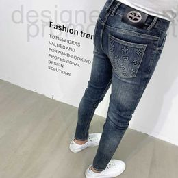 Designer maschile designer di fascia alta jeans alla moda autunno di autunno versatile versione blu coreana slim fit piccolo piede 2023 o9vd ckez