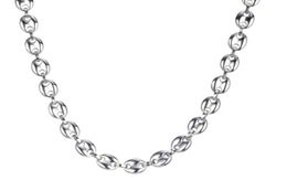 836039039 HIP Hop Width 11MM Stainless Steel Silver Coffee Beans Link Chain Necklace Chain bracelet 316L Stainless For Men 1650107