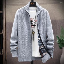 Men's Sweaters Men Autumn Winter Warm Cashmere Wool Zipper Cardigan Stand-up Collar Casual Knitwear Sweatercoat Man Clothes