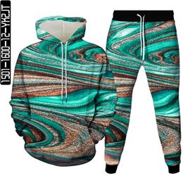 Men Women Casual Clothing Suit Colourful Vortex 3D Printing Tracksuit Hoodies Couple Streetwear Jogging Pants 2PcsSet Size S-6XL