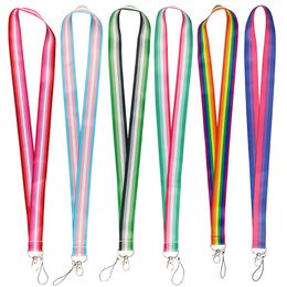 FI11 LGBTQ Rainbow Pride Keychain Gay Neck Lanyard For Students Flag Keys Long Phone Hanging Ornaments Anti-Lost Hang Rope Gifts