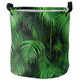 Laundry Bags Green Leaves Tropical Jungle Plant Dirty Basket Foldable Home Organizer Clothing Kids Toy Storage