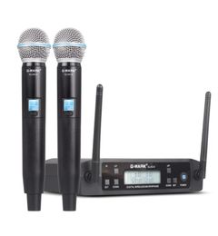 Microphones Microphone Wireless Professional 2 Channels UHF System Dynamic Mic Automatic Frequency 80M For Party Stage Host Church1845248