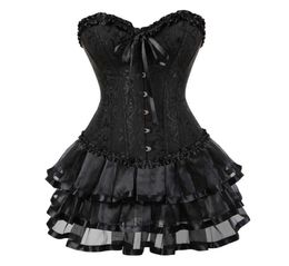 Corset Skirt for Women Steampunk Halloween Bustiers Dress Classic Push Up Embroidery Bodyshaper Clubwear Carnival Costume9144166
