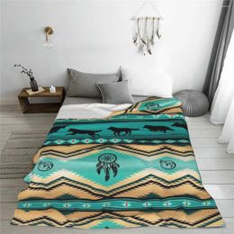Blankets Wolves Turquoise Green Bed Blanket Flannel Air Conditioning