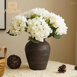 Decorative Flowers Artificial White Silk Hydrangea Bride Bouquet Wedding Home Year Decoration Accessories For Vase Plants Arrangement