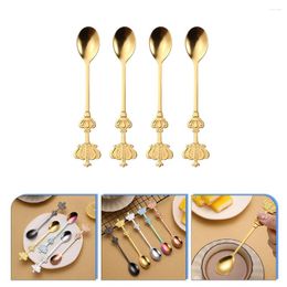 Coffee Scoops 4pcs Stainless Steel Spoons Crown Spoon Dessert Sugar