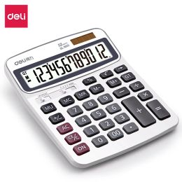 Calculators Deli 1603 12 Digits Portable Dual Power Electronic Calculator Large Button And Screen Display