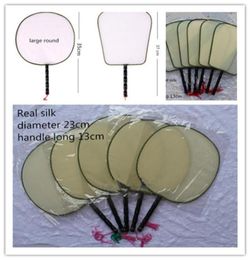 Blank White Round Silk Fan Wooden Handle Tassel Students DIY Fine Art Painting Program Chinese Hand Fans 10pcs/lot6341139