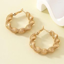 Hoop Earrings Spiral Metallic Fashion Women Geometric Exquisite Exaggerate Party Gifts Trend Jewellery Gold Colour Personality RG0088