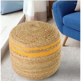 Pillow Pouffe Cover Jute Braided Style Floor Decor Modern Ottoman Living Foot Stool