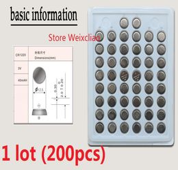 200pcs 1 lot CR1220 3V lithium li ion button cell battery CR 1220 3 Volt liion coin batteries tray package 7467308