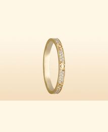 Small Model Slim Love Wedding Band Ring for Women Men 316L Titanium Steel Full CZ Paved Designer Jewelry Aneis Anel Bague Femme Cl3154559