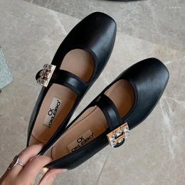 Casual Shoes Rhinestone Buckle Mary Janes Women/girl's Japanned Leather Ankle Strap Lolita Designer Ballet Flats For Women