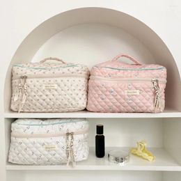 Cosmetic Bags Cute Quilting Cotton Makeup Bag Women Zipper Organiser Female Cloth Handbag Box Portable Toiletry Case For Girls