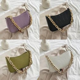 Shoulder Bags D0LF Fashion Women Handbag Trendy Leather Crocodile Pattern Chain Strap Clutch Bag Retro Zipper Underarm