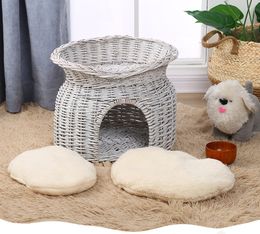 Nyaste klassiska White Wicker Pet Willow Cat House Wicker Pet Basket