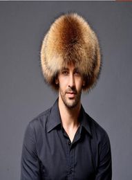 Berets MEN39S TRAPPER RACCOON FUR HAT REAL LEATHER Ushanka SHAPKA CHAPEAUBerets BeretsBerets2627409