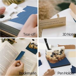 Block Notepad Notes Scrapbook With Calendar Cube Castle LED 3D Notepad Sticky Notes Scrapbook Christmas Birthday Gift