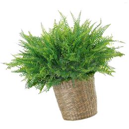 Decorative Flowers 12PCS Artificial Fern Stem Green Plants Long Lasting Easy To Care Fake For Bathroom Bookshelf Windowsill NOV99