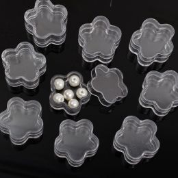 1-12pcs Heart Clear Plastic Jewellery Bead Storage Box Small Flower Heart Star Shape Container Jars Make Up Organiser Boxes Bottle