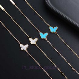 High end designer bangles for vancleff V Golden Clover Butterfly Bracelet Womens White Blue Turquoise Elegant Jewelry High Quality Original 1:1 With Real Logo