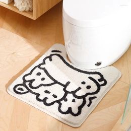 Bath Mats Graffiti U Shape Toilet Mat Absorbent Quick Dry Thick Plush Bathroom Rug Carpet Shower Room Non-slip Door