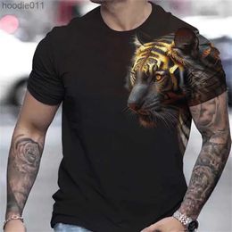Men's Hoodies Sweatshirts Tiger Print 3D animal mens T-shirt summer short sleeved floral top three-way mens clothing C24325