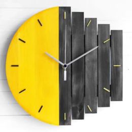 Abstract Industrial Style Wall Clock Wood Analog Clocks Ornament Crafts for Home Bedroom Office Living Room Decoration