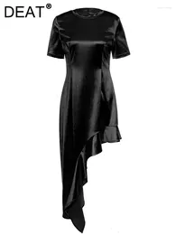 Party Dresses Fashion Women's Dress Round Neck Slim Waist Irregular Wavy Ruffled Edges Mid-calf Summer 2024 Tide 1DH4516