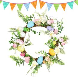 Decorative Flowers Easter Egg Wreaths Ornaments Door Wall Decor 17 Inch Front Home Decorations