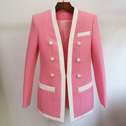 Women's Jackets Fashionable Handsome Jackets, Double Breasted, Coloured Edge, Classic Slim Fit, Collarless Suit