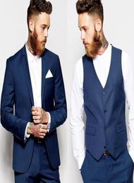 Groom Tuxedos Groomsmen Dark Blue Vent Slim Suits Fit Man Suit WeddingMen039s Suits Bridegroom Groom Wear JacketPantsV1614743