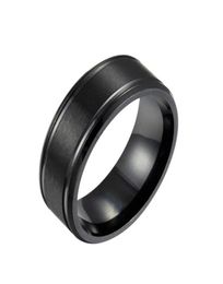 Loredana 8mm Black and White Gold Three Colours Solid Colour Matte Double Bevel Stainless Steel Men039s Rings Tailored for Men Q05815799489