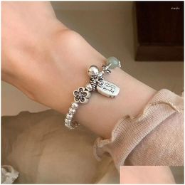 Bangle 1Pcs Chinese Style Beaded Bracelet Happiness Good Wish For Woman Girl Fashion Jewelry Gift Drop Delivery Bracelets Otsbf