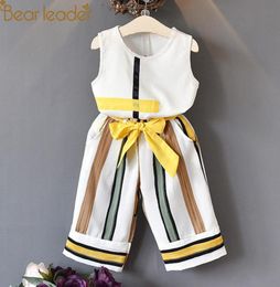 Girls Clothing Sets Summer Fashion girls sleeveless Splicing design TshirtCasual pants 2Pcs Girls Clothes9189237